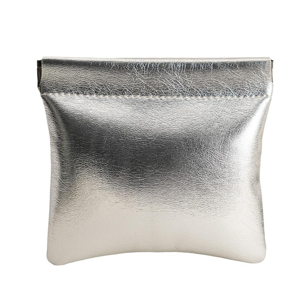 Модная Автоматически Закрывающаяся Мини Косметичка Однотонная Портативная Сумочка для Макияжа Мягкая Кожа PU Кошелек для Монет