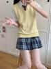 Japanese School-Style Embroidered V-Neck Knitted Vest for Women