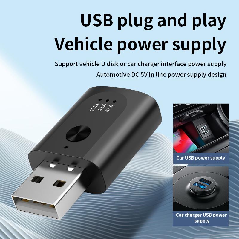 M08 USB Bluetooth-compatible 5.3 Adapter FM Radio Hands-Free Call Music Car Wireless Audio Receiver