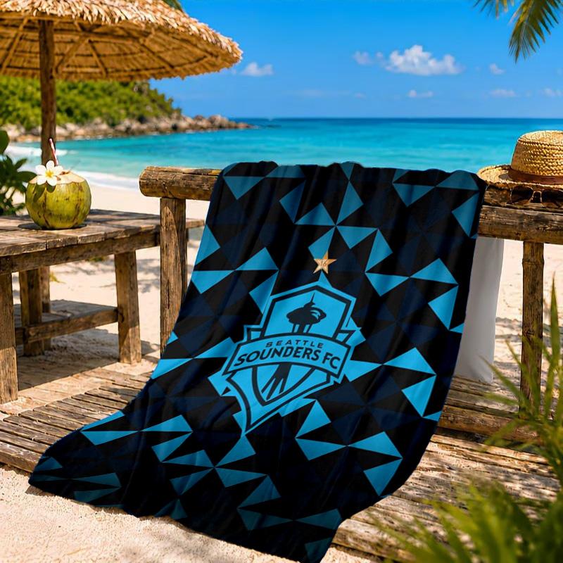 Fc Crest Design Printed Microfiber Beach Towel, Soft And Absorbent, Quick-Dry, Ideal for Summer Travel, Beach Essential, Swimming Pool