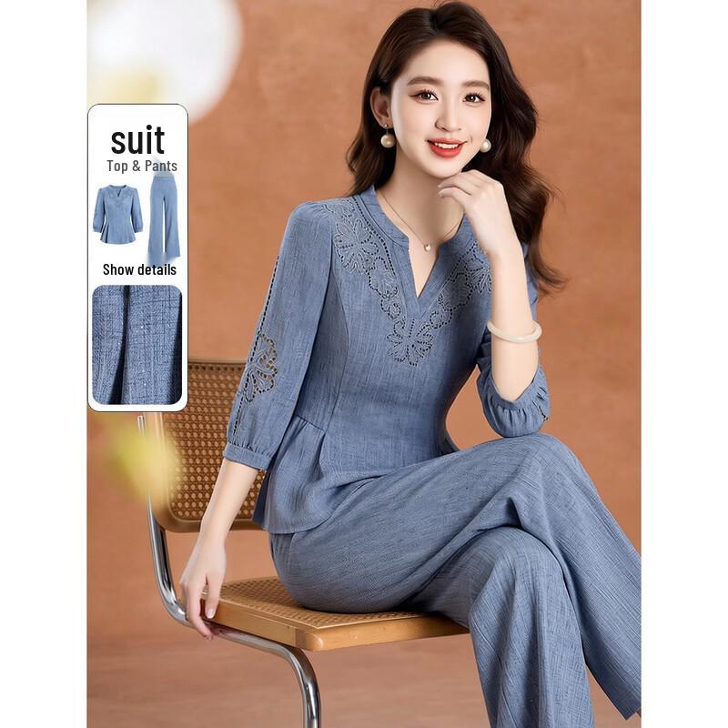 

Women s Sequin Top & Straight Pants Two-Piece Suit 4XL
