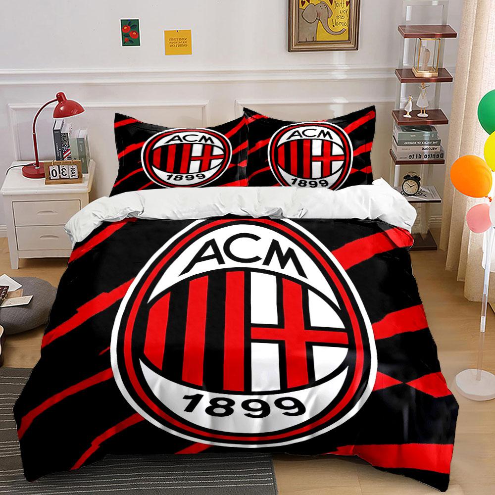 Set Biancheria da Letto Logo AC Milan Set Copripiumino Copripiumino Federe (1 * Copripiumino 2 * Federe, senza piumino)