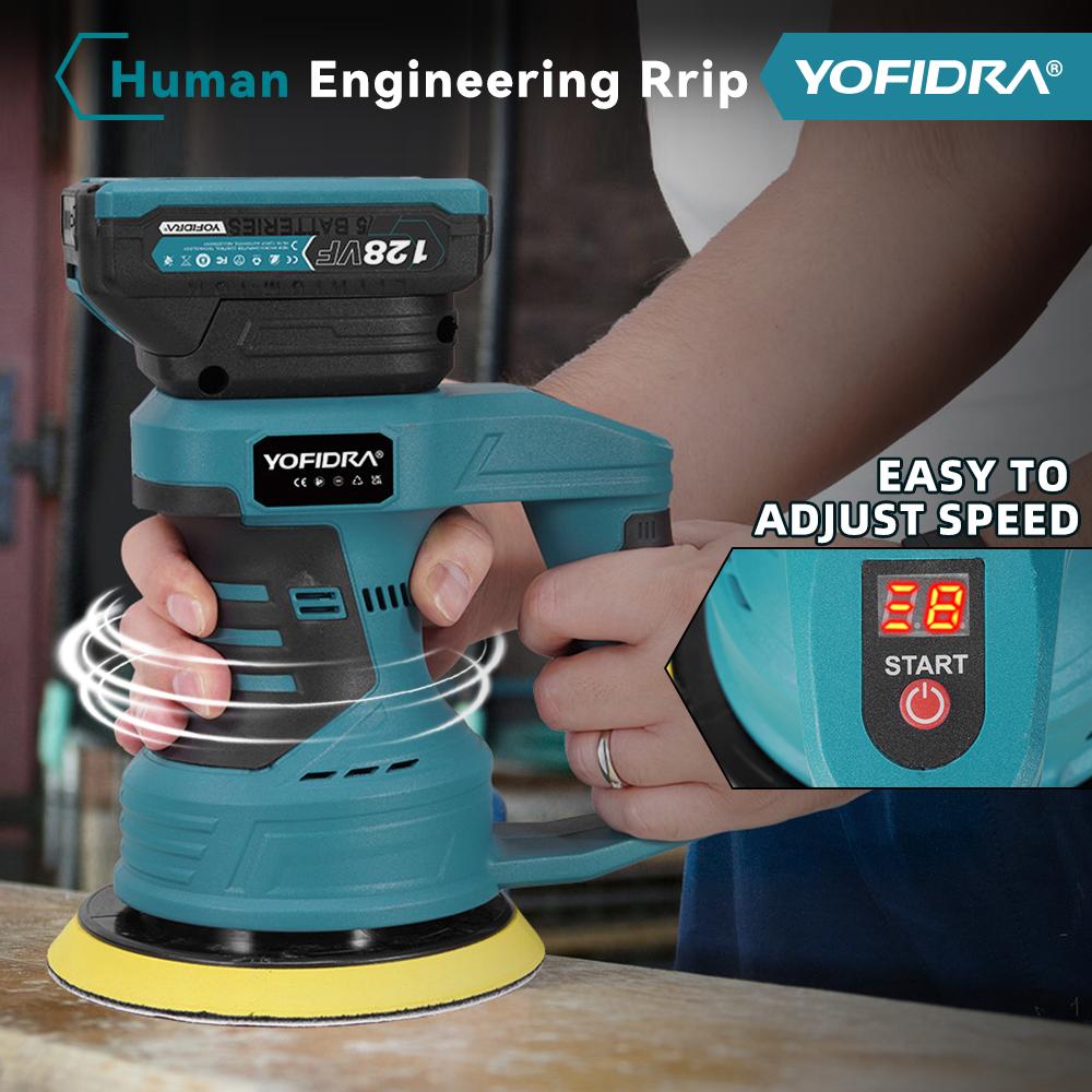Yofidra 150mm Electric Car Polisher 8 Gears Cordless Efficient Cleaning Waxing Sanding Polisher Beauty Tool For Makita18V-21V Battery