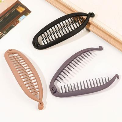 Vintage Fish Shaped Hairpin Matte Twist Clamp Barrettes Headdress Ponytail Banana Hair Clip Women