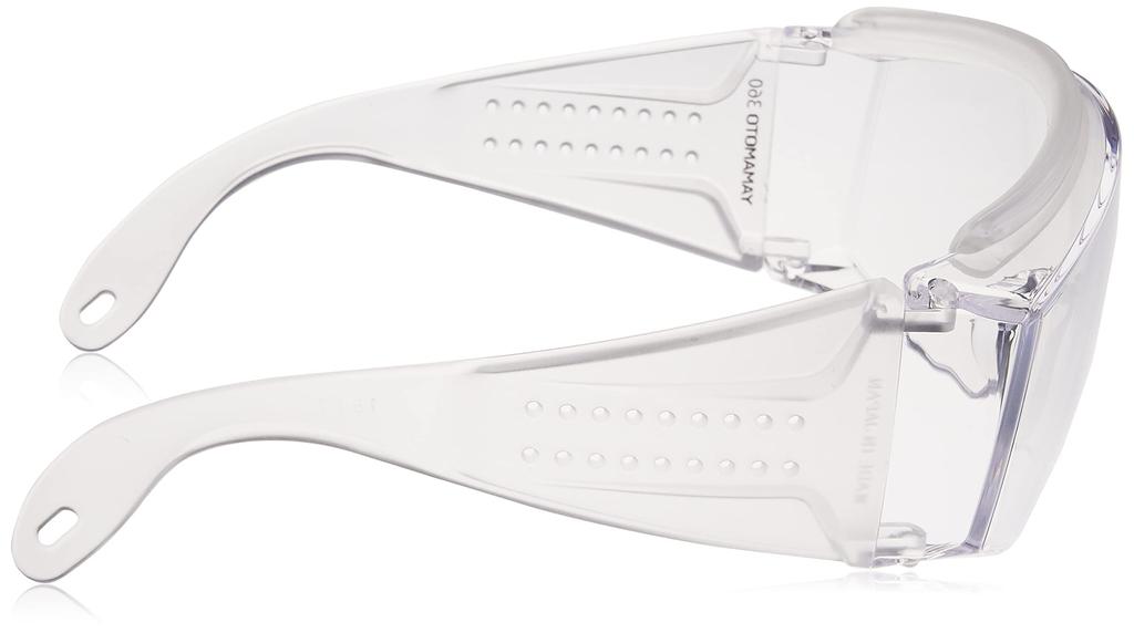 Yamamoto Kogaku YAMAMOTO Überbrillentyp Sicherheitsbrille mit oberer Polsterleiste Kann mit großen Brillen verwendet werden Breite Bügel Klare Hartbeschichtung Hergestellt in