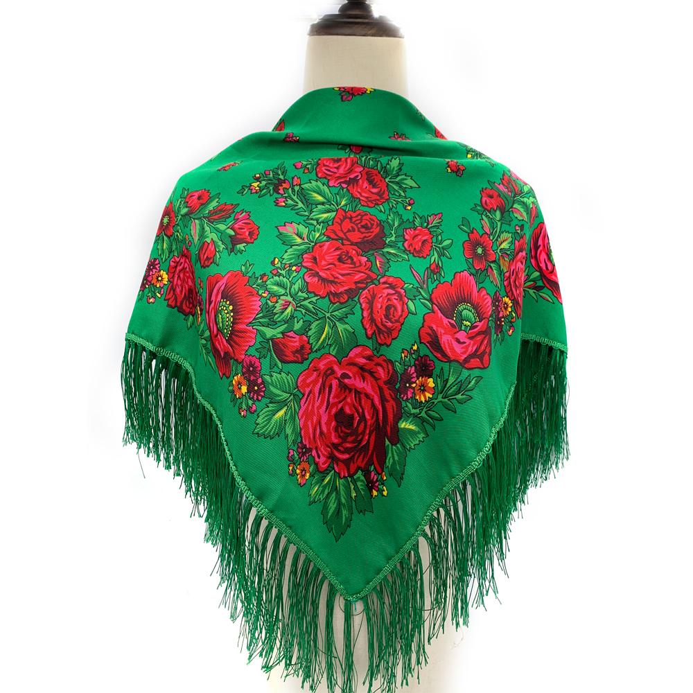 Luxury Floral Print Russian Square Scarf