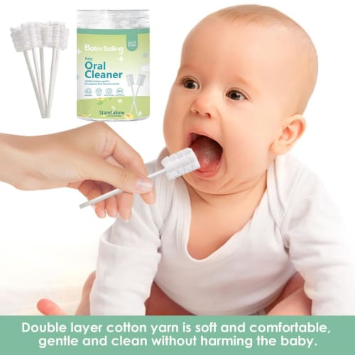 Baby Tongue Cleaner, Newborn Tongue Cleaner, Pack of 30, Upgraded Disposable Oral Gauze Tongue Cleaner with Paper Handle | Double-Ply Cotton Thread Or