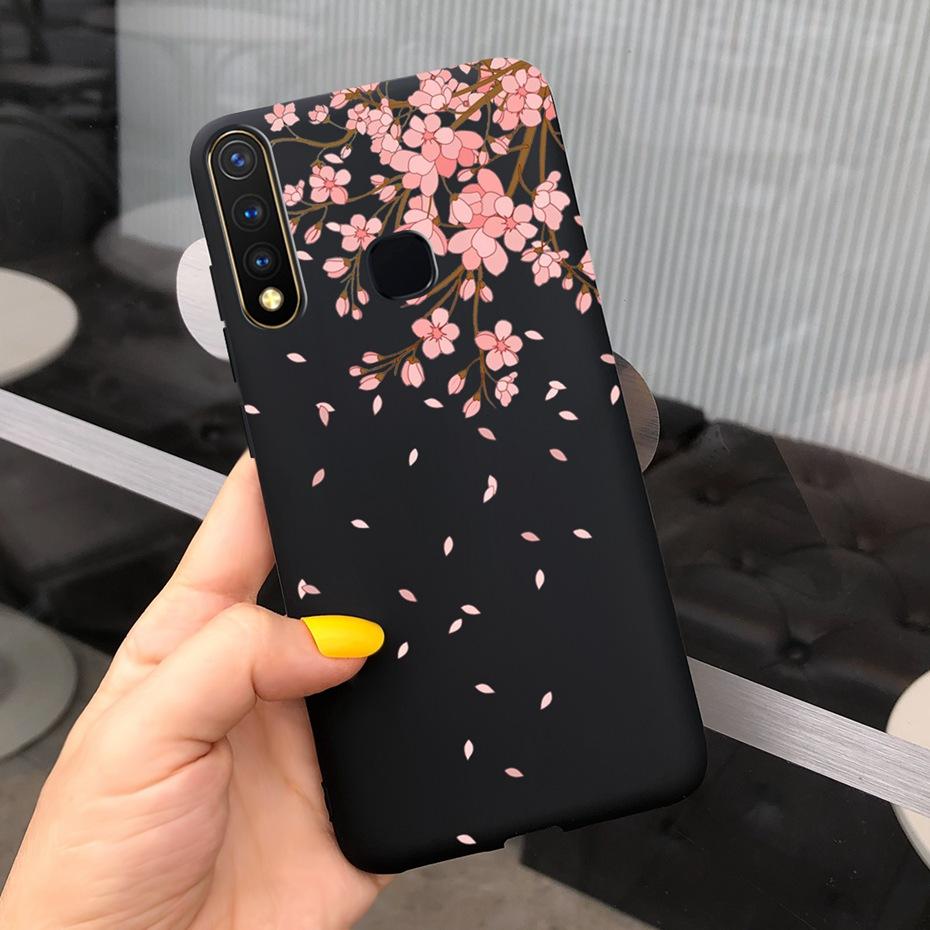 For Vivo Y19 2019 Case Cute Beautifly Flower Butterlfy Phone Cover For Vivo Y19 Y 19 1915 Black Silicone Soft TPU Case Bumper