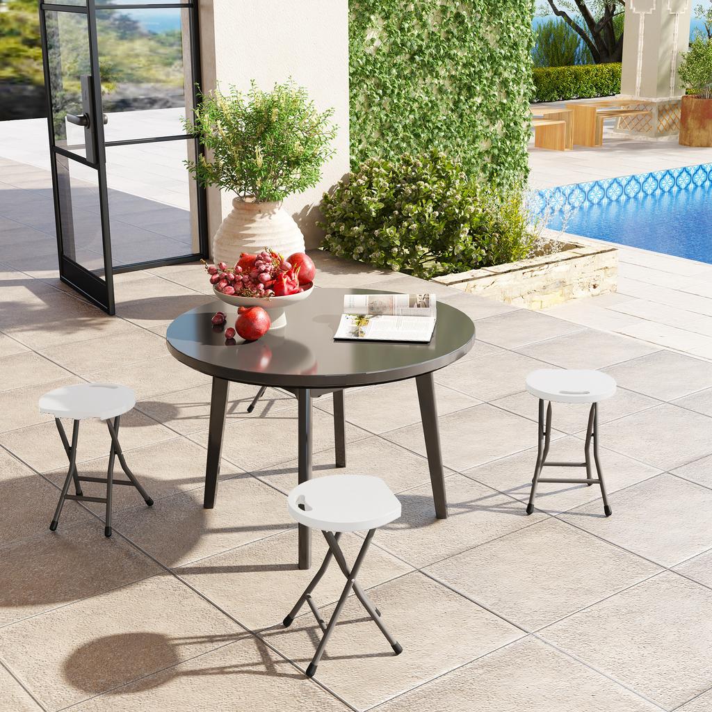 Set Of Four Folding Carry Stools White