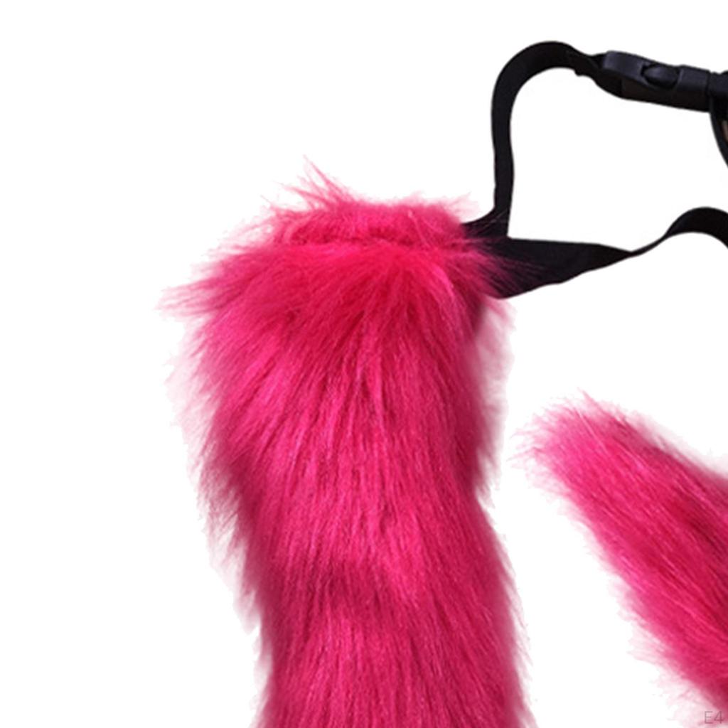 Ears and Tail Set Cosplay Costume Gift PU Leather Neck Choker for Stage Shows Halloween Carnival