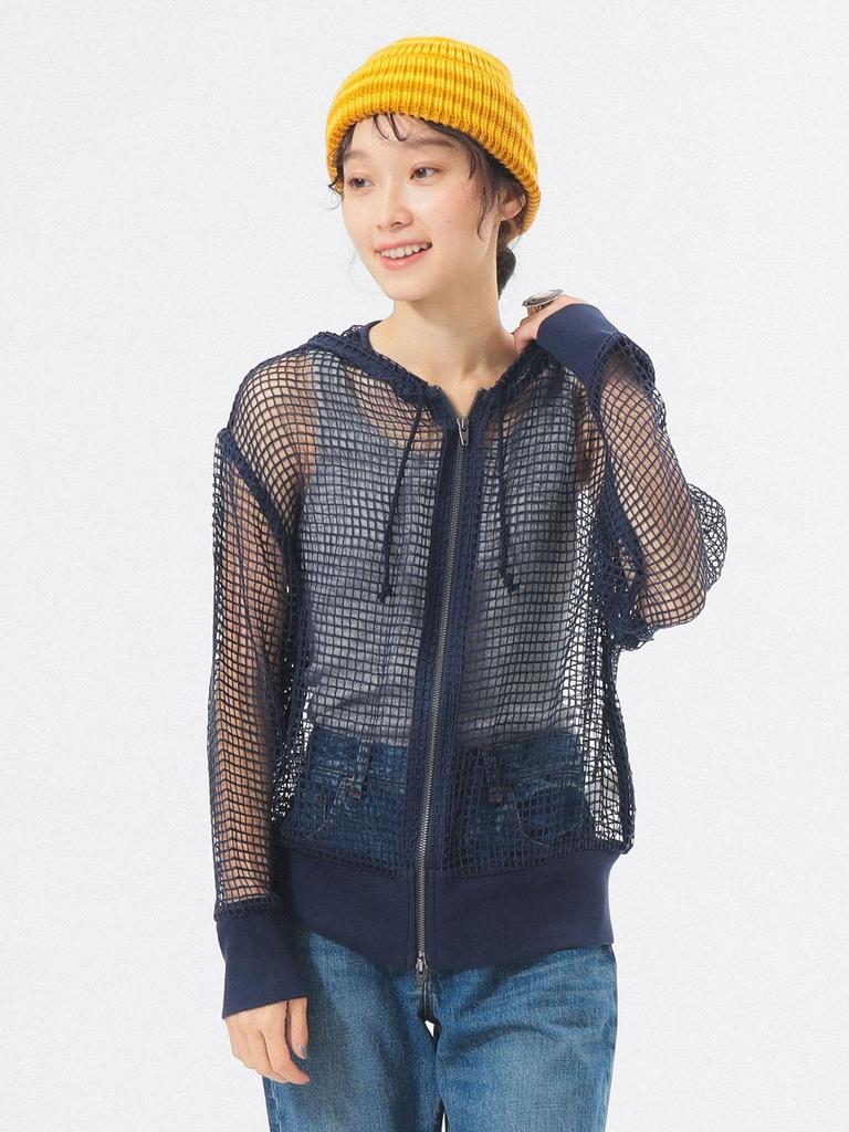 [BEAMS BOY] L/S TEE Big Mesh Hoodie Women's NAVY ONE SIZE
