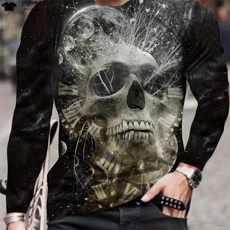 

Мужская одежда с принтом черепа, модная готическая футболка, мужские футболки для мужчин, повседневная мужская одежда, футболки с принтом черепа, топы в стиле хип-хоп 5XL