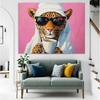 2D Leopard with Sunglasses & Coffee Backdrop for Bedroom Decor and Girly Party