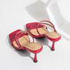 Red Square Head Slippers Women Wear Exquisite Fairy Style 2025 Summer New Cat Heel 77cm Fine Heel Temperament Sandals