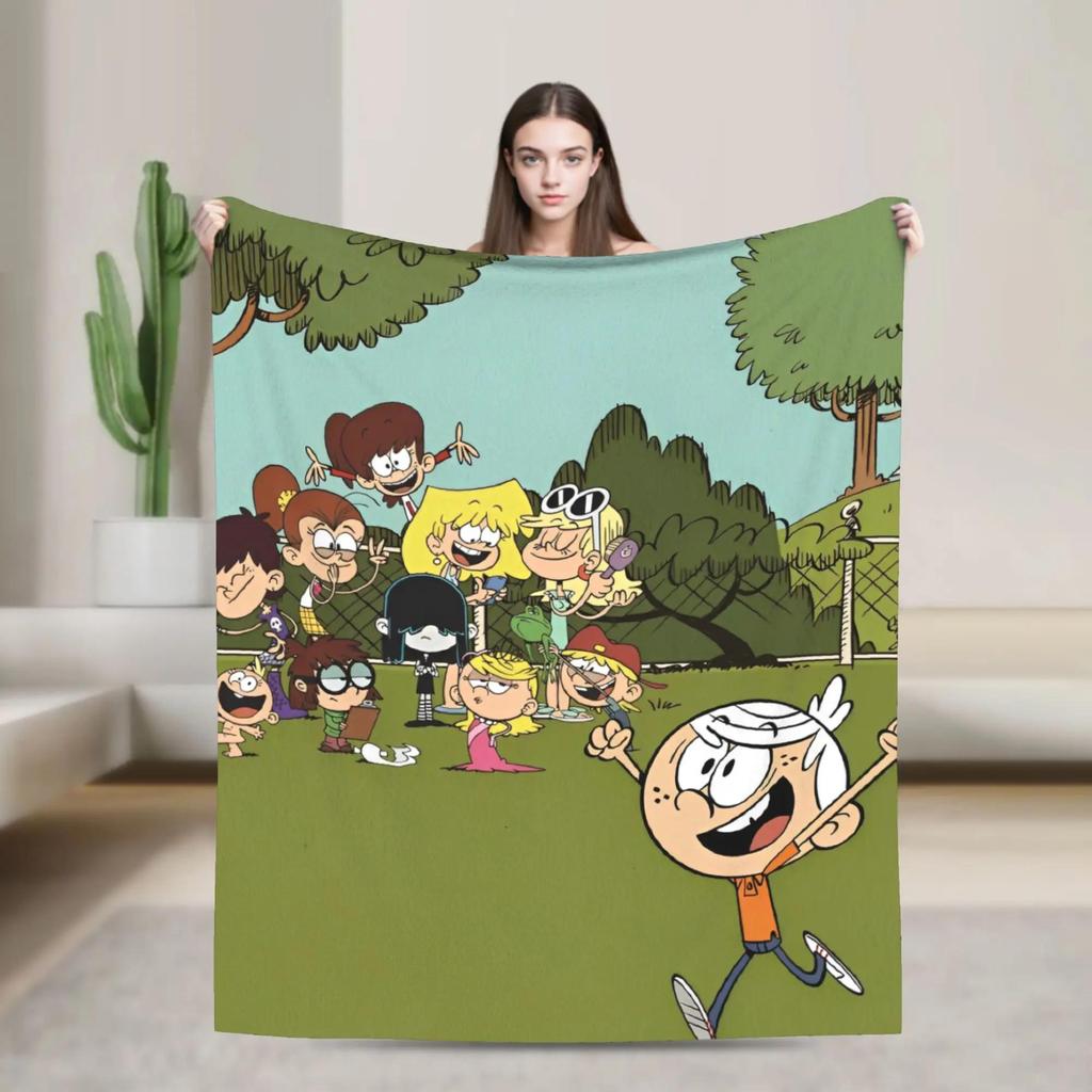 LLoud Houses Family Cartoon Flannel Throw Blanket for Couch Sofa Bed  Softized Quality Picnic Blanket
