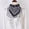 Sequin Design Sequin Bandanas Tassel Trim Head Scarf Western Accessory Fringe Bandanas