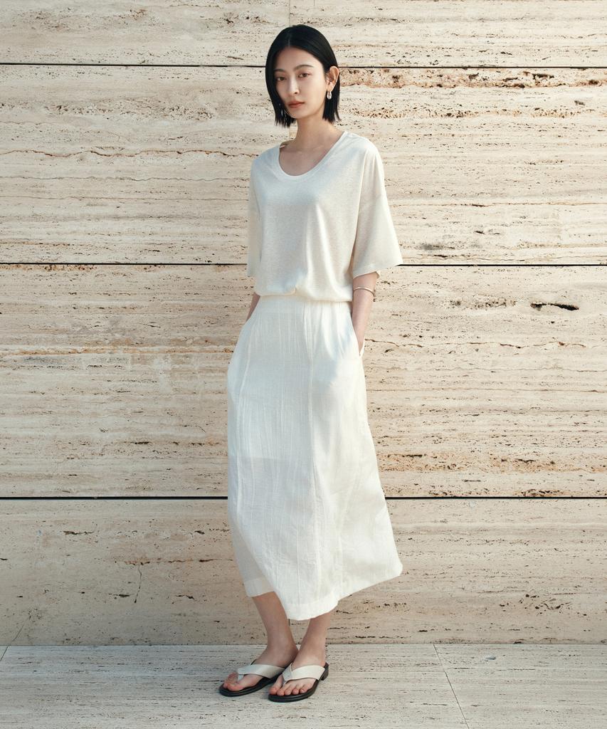 Siyajyu Sist9062 Breeze Wrinkle Skirt_Ivory
