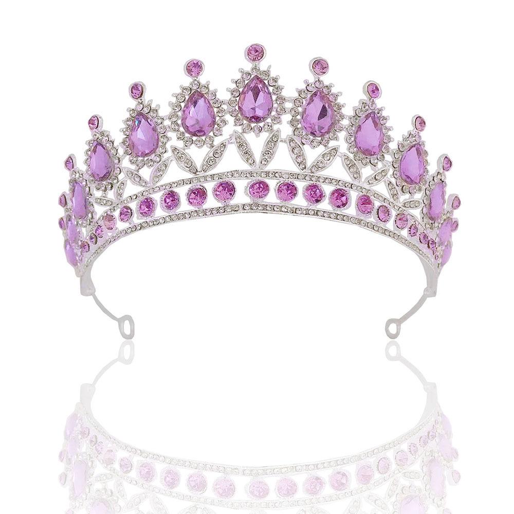 New Violet Rhinestone Bridal Crown Wedding Dress Accessories Bridal Tiara Hair Accessories
