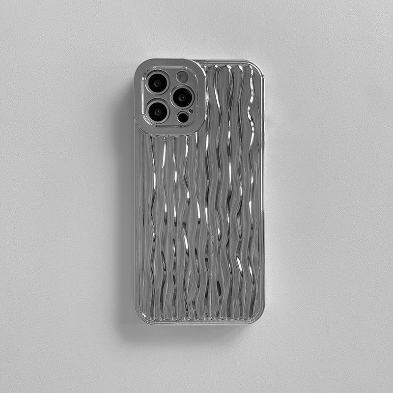 Stříbrný papírový obal na telefon Tin Paper pro iphone 17 16 15 14 13 11 12 Pro Max X XS Max XR Vlnky Vodotěsný Měkký kryt