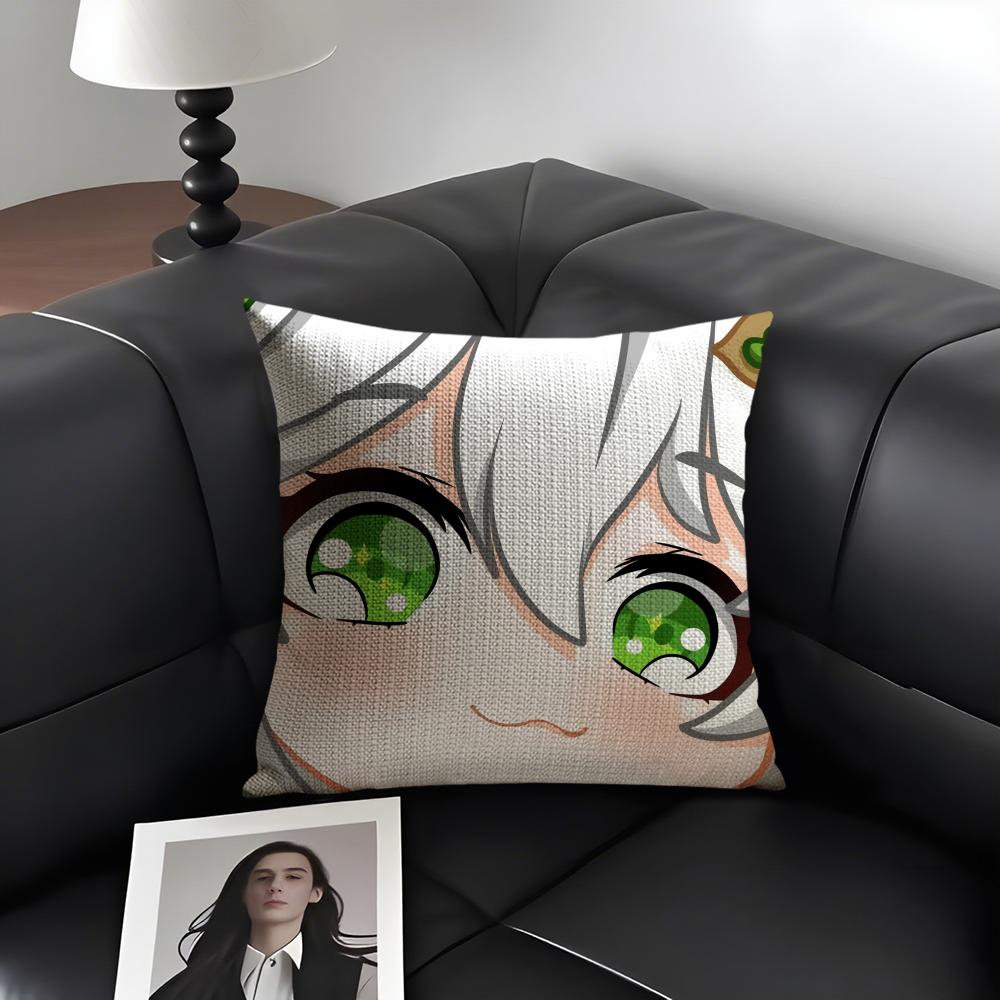 Nahida Cute Genshin Impact Cushion Cover Natural Linen Organic Fabric Double-Sided Printing Sofa Home Decor Gift Pillow Case