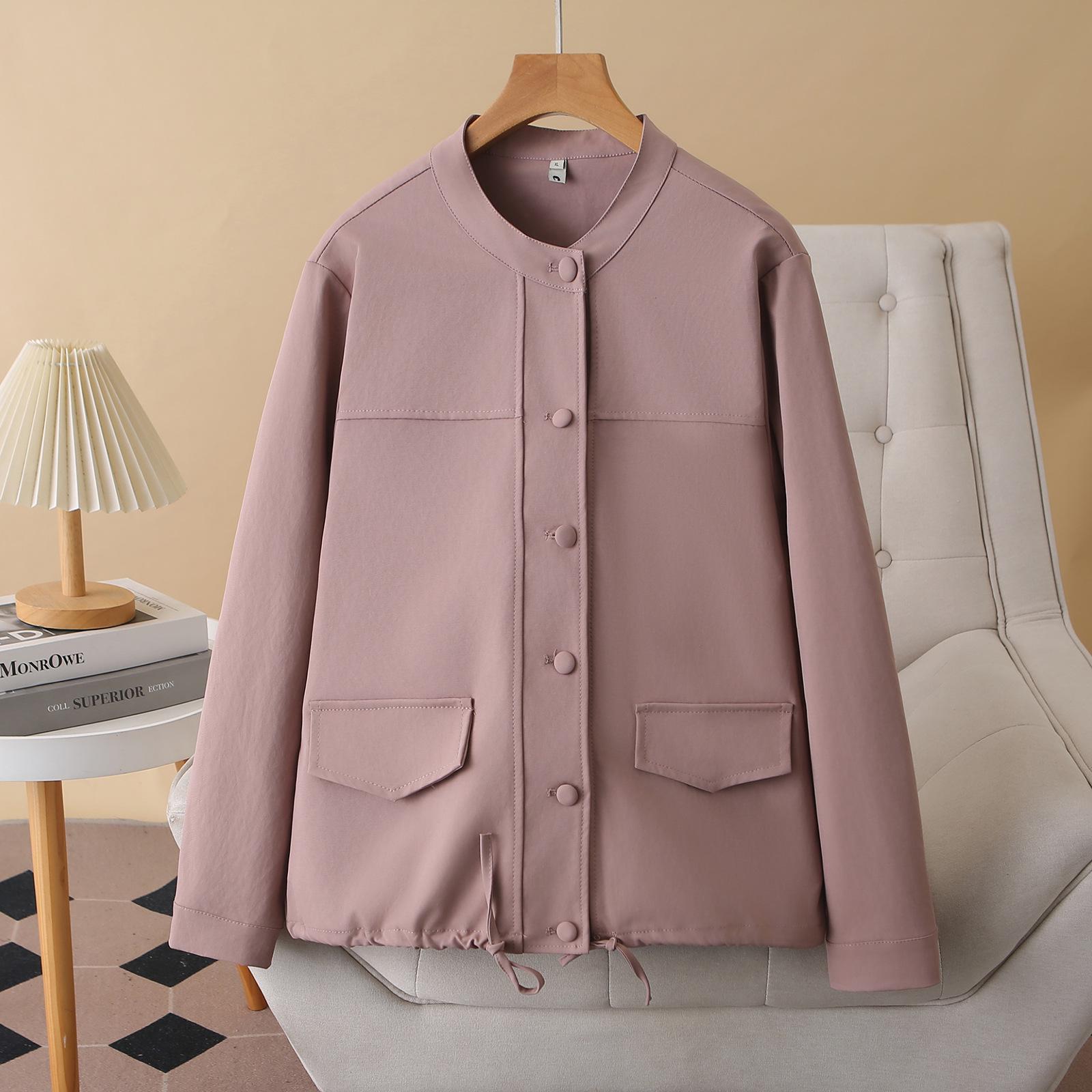 

Plus Size Women s Round Neck Jacket, Spring Long Sleeve Casual Cardigan for Fat Girls 4XL розовый