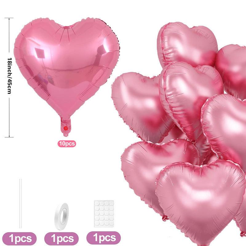 10Pcs 18 Inches Large Foil Red Heart Shaped Balloons For Valentine'S Day Wedding Shower Anniversary Engagement Decoration