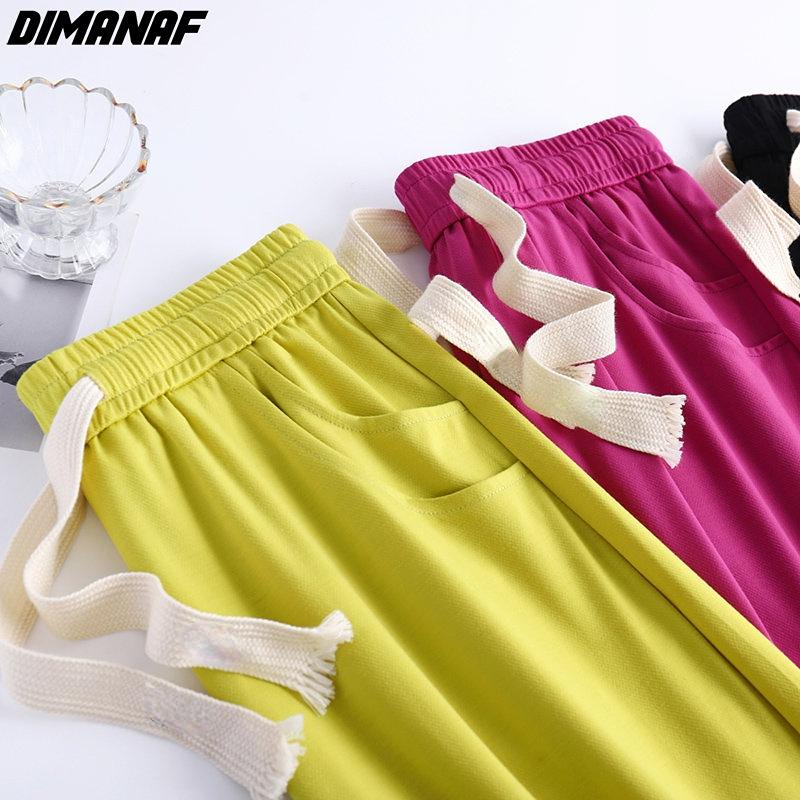 DIMANAF 2023 Plus Size Spring Pants Women Elastic Pants Loose Casual Female Harem Trousers Pants Pink 5XL