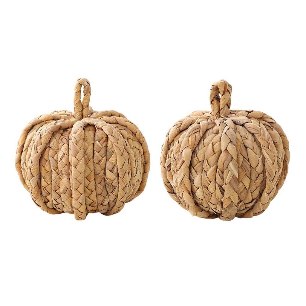 Woven Pumpkin Decor, Harvest Decor, Straw Material Dinner Table Decor for Indoor