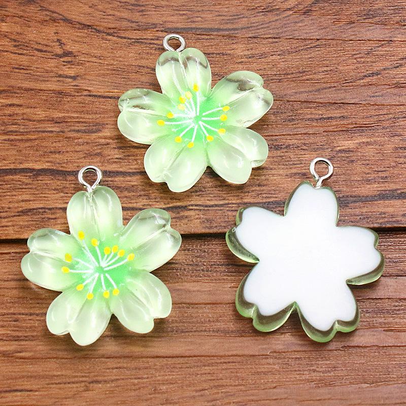 10Pcs 25X29mm DIY Resin Accessories Five-petal Flower Jewelry Accessories