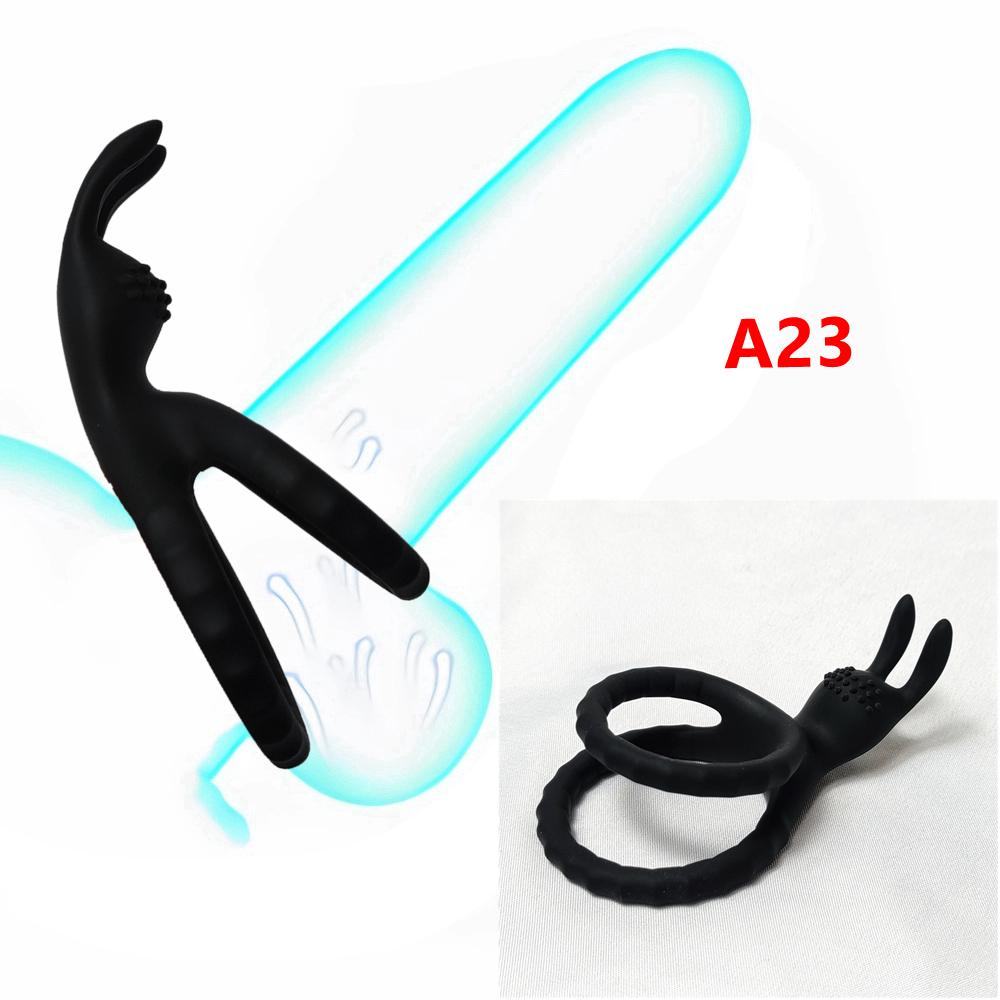 2 in 1 Men's Silicone Double Penis Ring Clitoris Stimulator Cock Ring Ejaculation Delay Penisring Erection Ring for Men Couples Wearable Masturbator