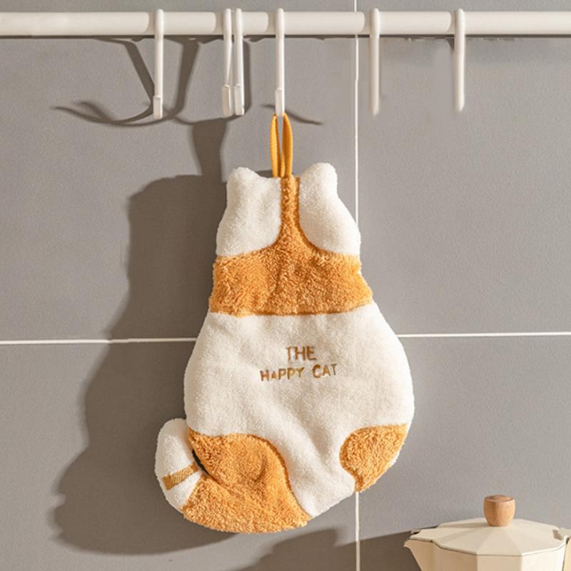 

Утолщенное коралловое бархатное полотенце с подвесной веревкой с милым мультяшным рисунком, быстросохнущие тряпки для ванной, кухни, уборки дома оранжевый