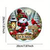 Vintage Eisen Weihnachtswandkunst Runder Kranzschild Schneemann Kardinal Feiertagsdekoration