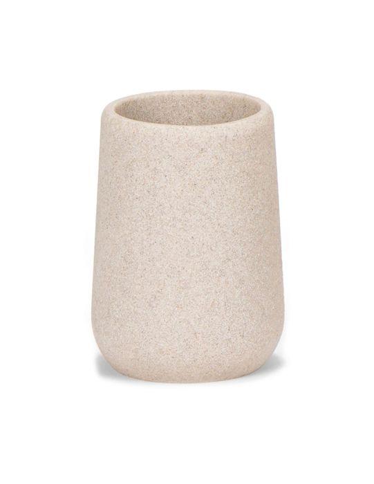 Držák na zubní kartáčky - Andrea House - Ø7.5x10.5cm - Kamenina - Béžová - Koupelnové doplňky