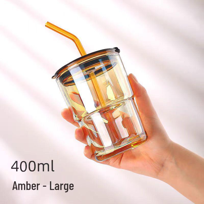 High-Quality Bamboo Glass Cup with Straw - Perfect for Juice, Coffee, or Water