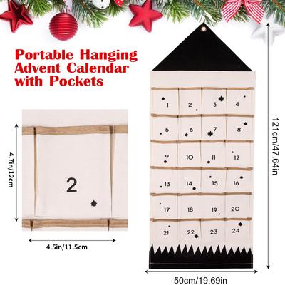 Stoffen Kerst Adventskalender met Zakjes 24 Dagen Aftelkalender Herbruikbare Huishoudelijke Feestdecoraties voor Huisdecoratie