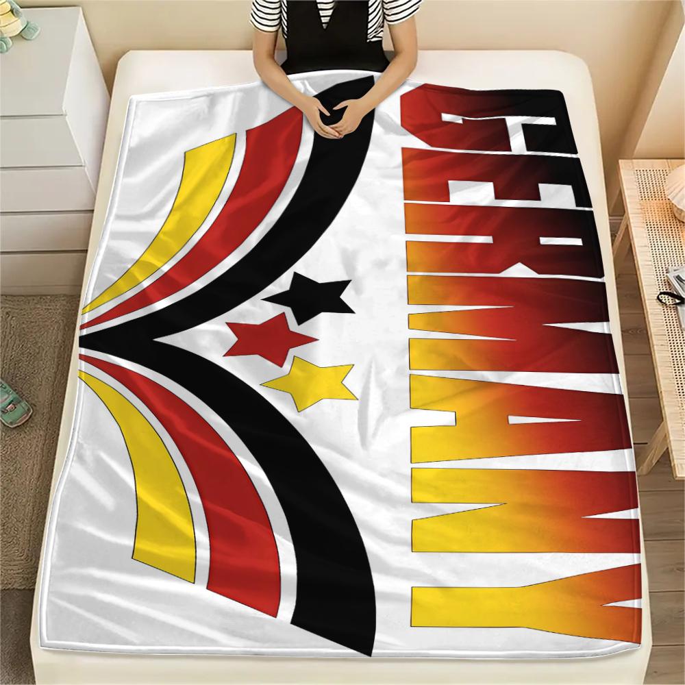 1PC Germany National Football Team Print Flannel Blanket, High Quality All Seasons, Home Decor, Warmth and Comfort, Perfect for Christmas Gifts