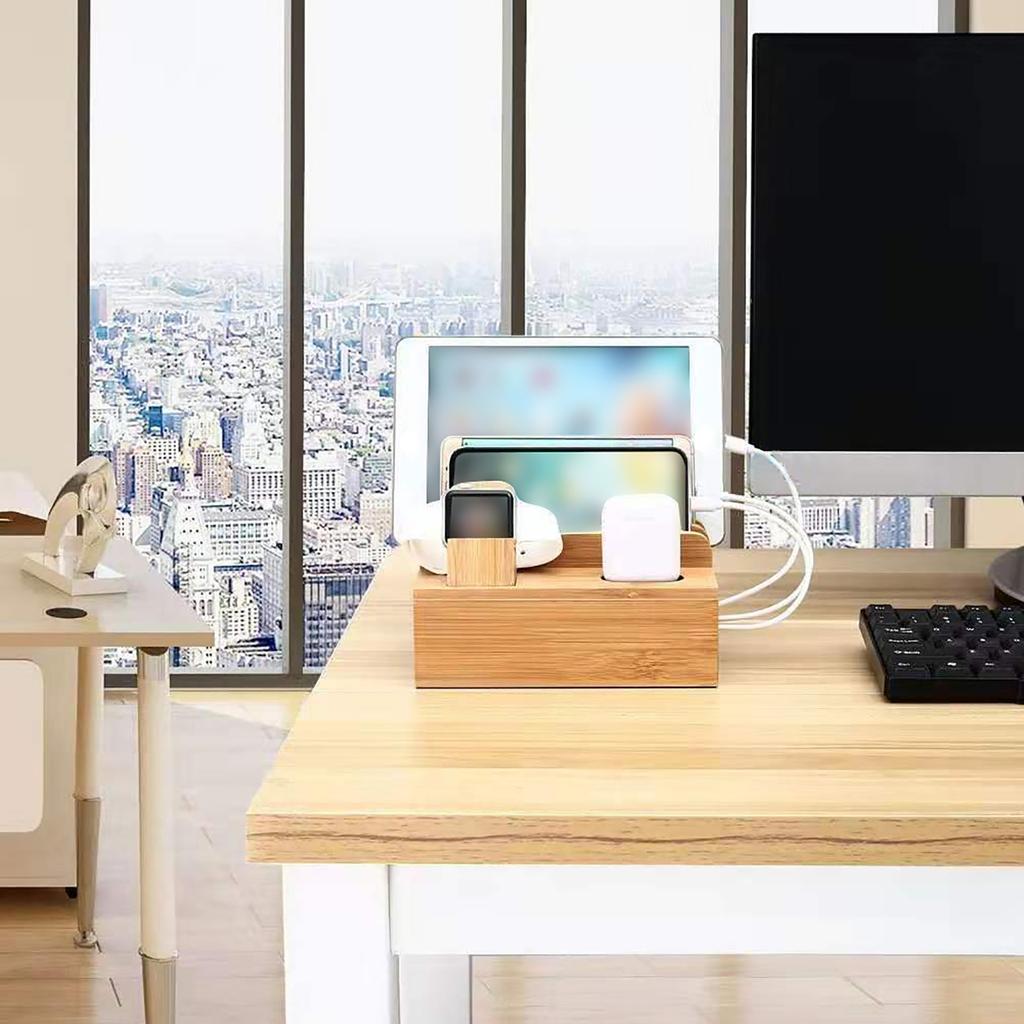 Tablet Station Holder, Cell Phone Station Holder, 3-Shelf Station Holder, Bamboo Watch Holder, Tablet Holder, for