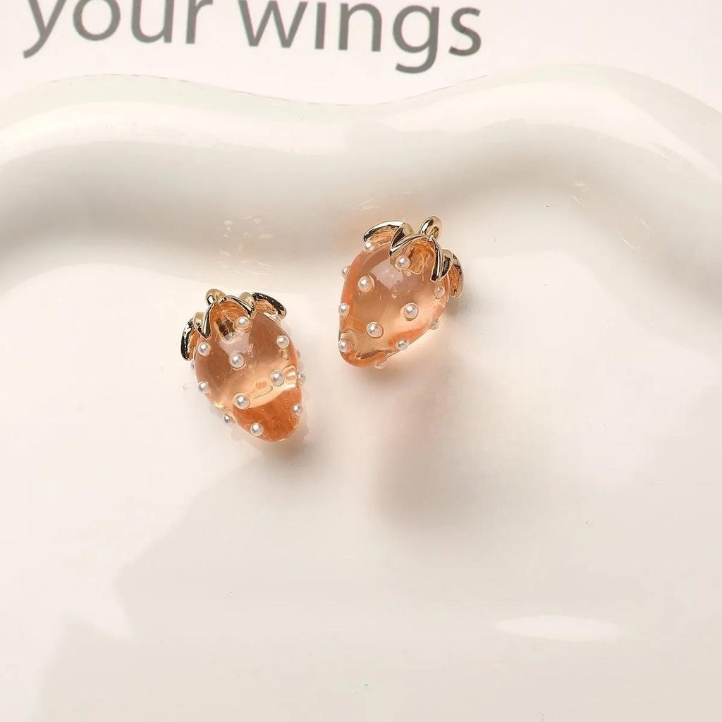 2Pcs Resin Sweet Strawberry Bead Pendant Charms Diy Handmade Jewelry Making Earring Necklace Bracelet Keychains Accessories