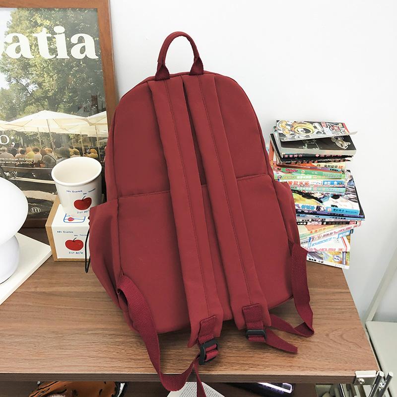Lightweight Travel Backpack Women Large Capacity Backpack Solid Color Student Schoolbag