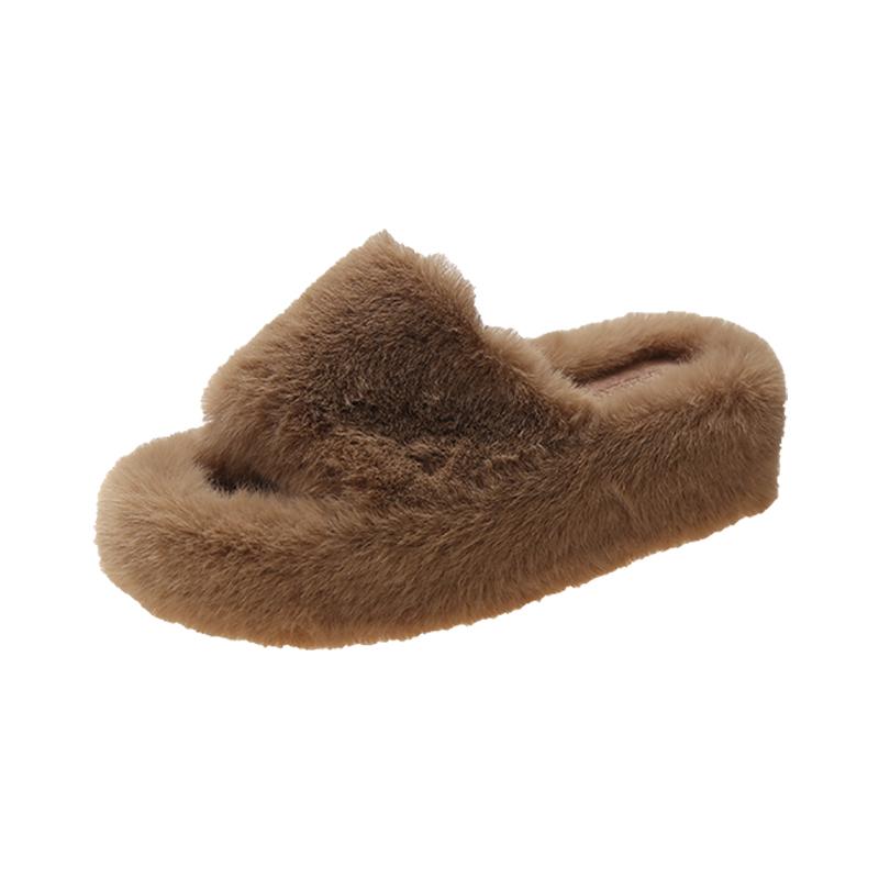 

Мода 2024 года, весна и осень, новая мода, однотонная верхняя одежда с круглым носком, женские удобные хлопковые тапочки с мохнатым носком для женщин 40