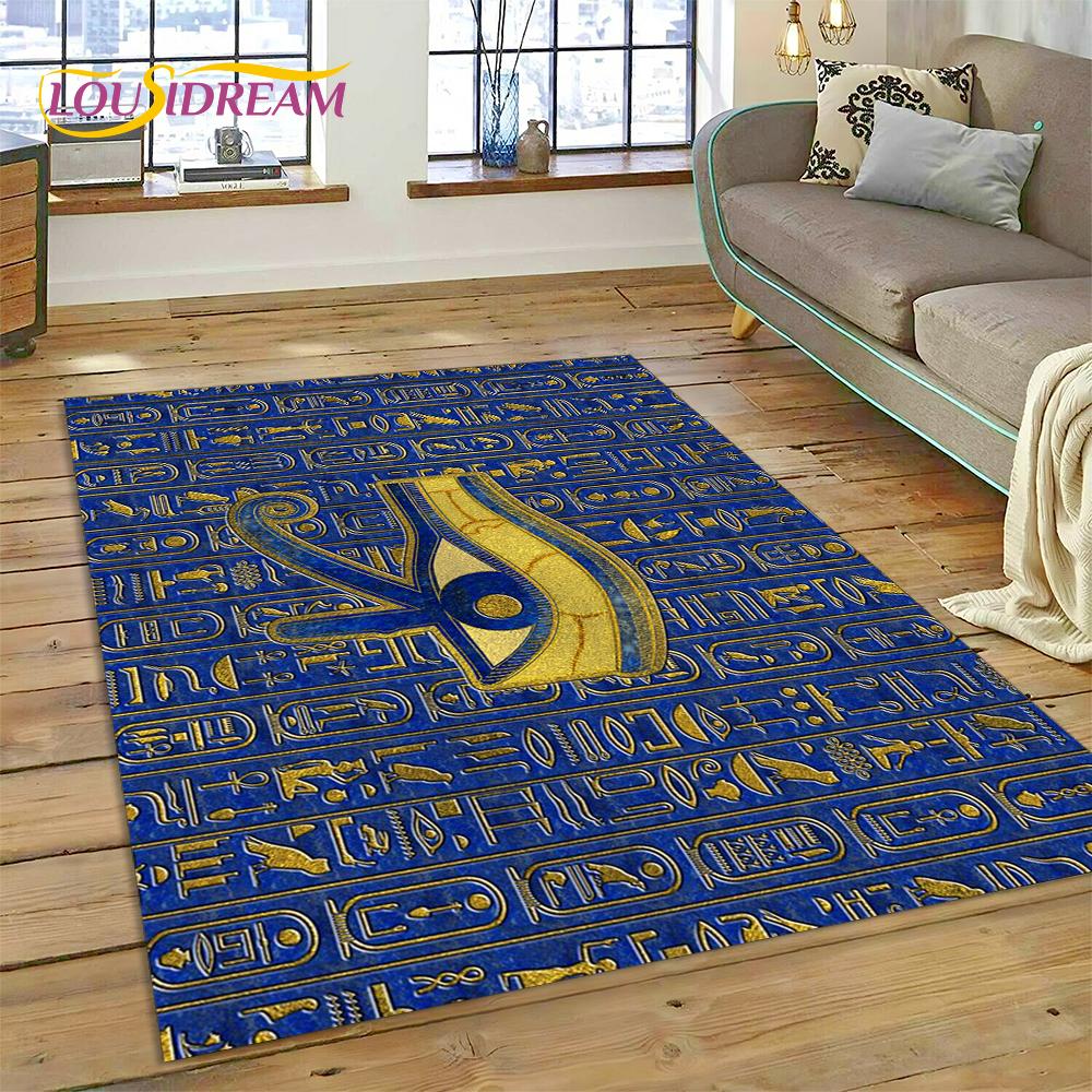 Antike ägyptische ideografische Zeichen-Symbole, mythologischer Teppich, Teppich für Zuhause, Wohnzimmer, Schlafzimmer, Sofa, Fußmatte, Dekoration, rutschfeste Matte