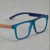 Retro Japanese-Style Myopia Glasses: Bamboo-Style Legs, Square Frame, Anti-Blue Light, Unisex Fit for Large Faces