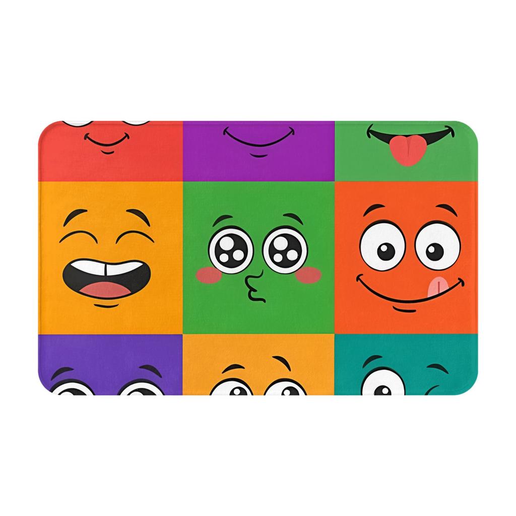 1pc Colorful Faces Christmas Decorations Non-slip Doormat Bath Mat Floor Carpet Welcome Rug Bedroom Decorative