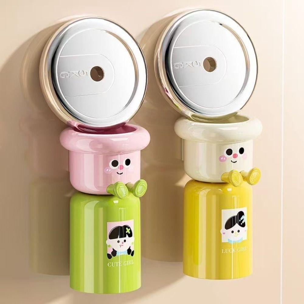 Wall Mounted Toothbrush Cup Magnetic Upside Down Toothbrush Holder for Bathroom Accessory