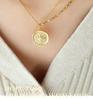 French Niche Eight-Pointed Star Pendant Necklace, Double Chain, 18K Gold-Plated Titanium Steel Clavicle Chain Jewelry P574