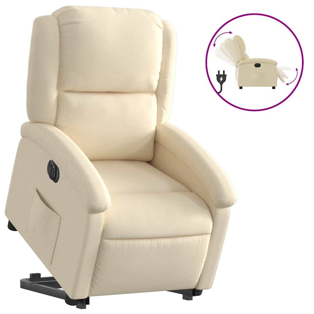 Vidaxl Aufstehsessel Massagesessel, Elektrisch, Verstellbar, Cremefarben