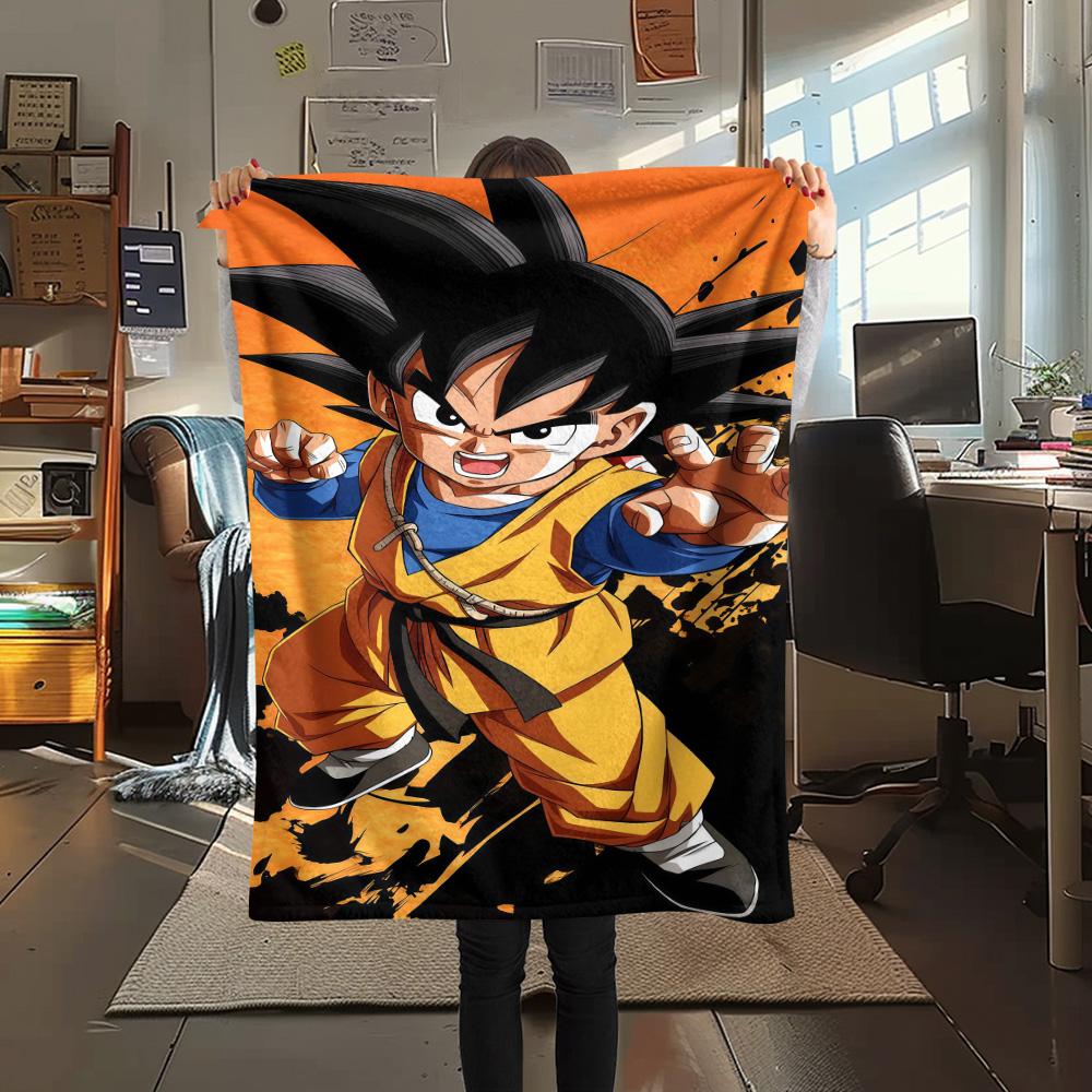 1PC Son Goku Patterned Flannel Blanket Suitable For All Seasons For Home Decor Warmth And Comfort Gifts Holiday Present