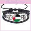 Unique Handmade Palestinian Flag Gemstone Leather Bracelet Wholesale Fashion Accessories
