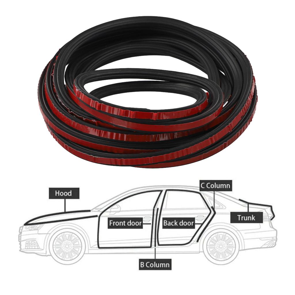 1pc 3-Layer Rubber Weatherstrip Accessories Sound Insulation Car Door Seal Strips Seal Strip Black Sound Insulation Weatherstrip