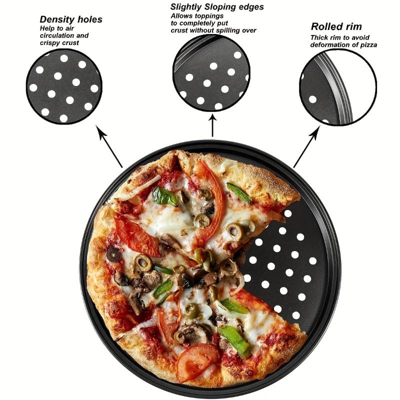 1Pcs Pizza Pans For Oven Round Pizza Pan With Holes Pizza Tray For Oven Baking Carbon Steel Pizza Oven Accessories Kitchen Tools